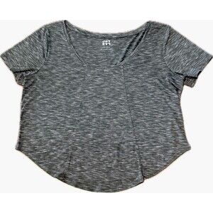 Joy Lab Womens Top Heathered Gray Short Sleeve Activewear #MQ20, Size Large